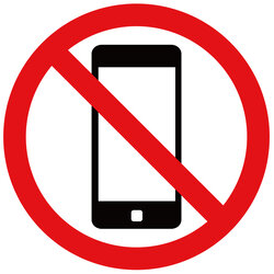 Ein Handy im roten Kreis, der durchgestrichen ist.