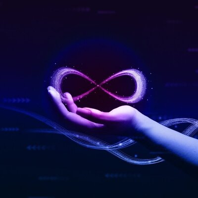 Meta AI Eine Hand hält ein Unendlichkeitszeichen.