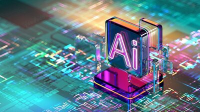 Die Buchstaben "AI" stehen auf einem digitalen Muster.