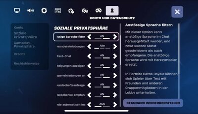 Fortnite Beleidigungen filtern