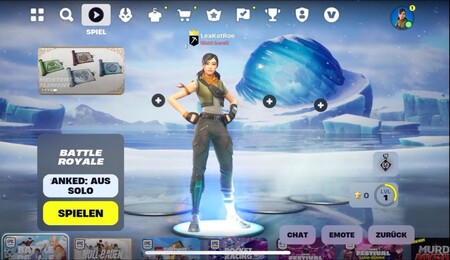 Hauptmenü von Fortnite Battle Royale