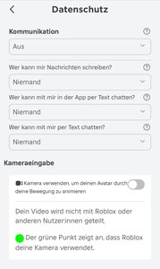 Einstellungen Roblox Kommunikation