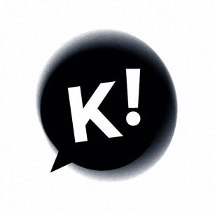 Logo von dem Projekt JUUU-KI. Abgebildet ist eine Sprechblase mit folgendem Text als Inhalt: "K!".