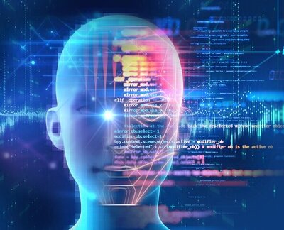 Ein Avatar, der sich aus digitalen Datenströmen formt.