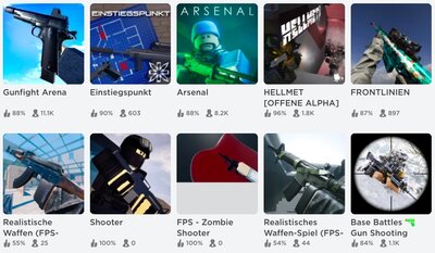 Roblox Spiele mit Waffen