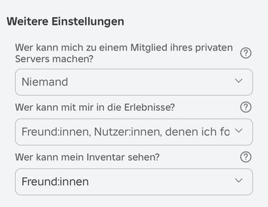 Roblox weitere Einstellungen