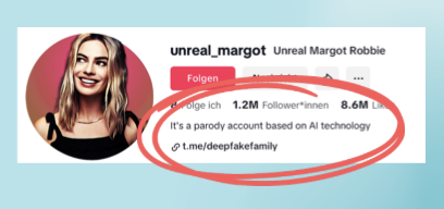 Screenshot: parody account based on AI technology